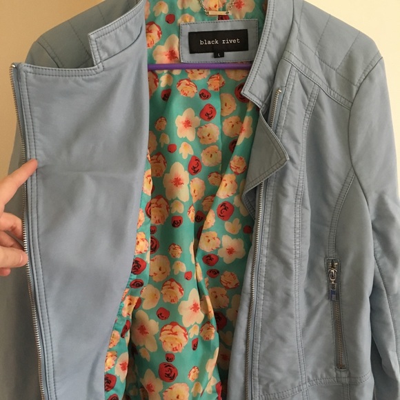 Blue faux leather jacket - Picture 2 of 2